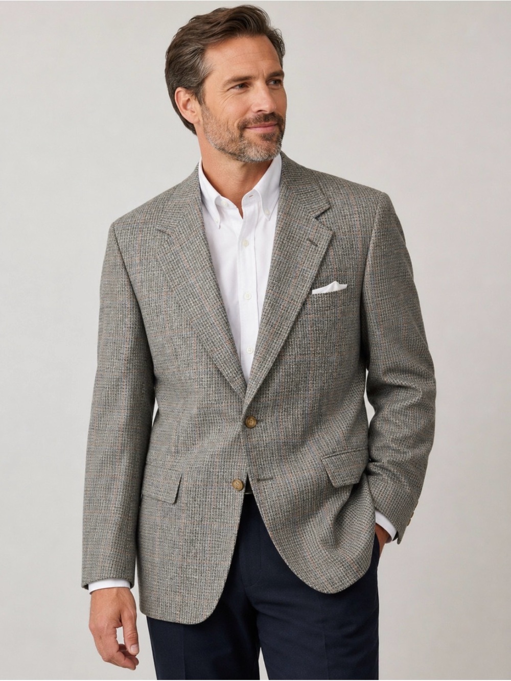 Evan-Picone for J.W. Robinson’s 100% Wool Gray Plaid Sport Coat Blazer 40R USA